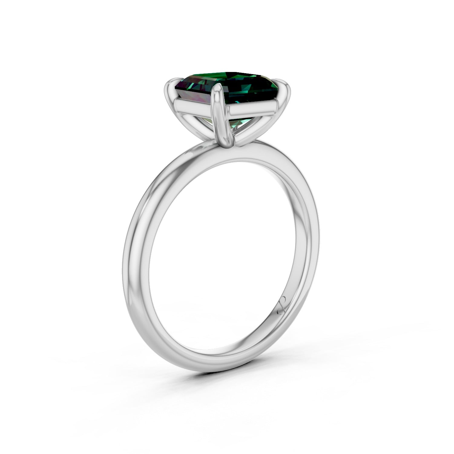Classic Solitaire (Emerald) - 14k White Gold