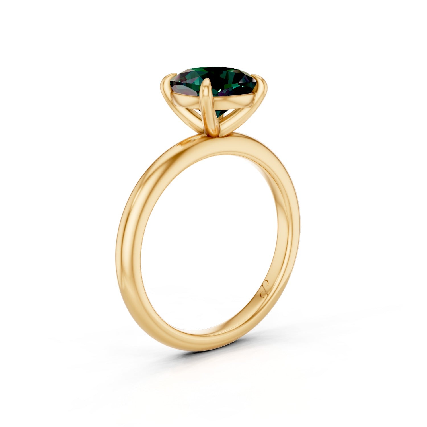 Classic Solitaire (Emerald) - 18k Yellow Gold