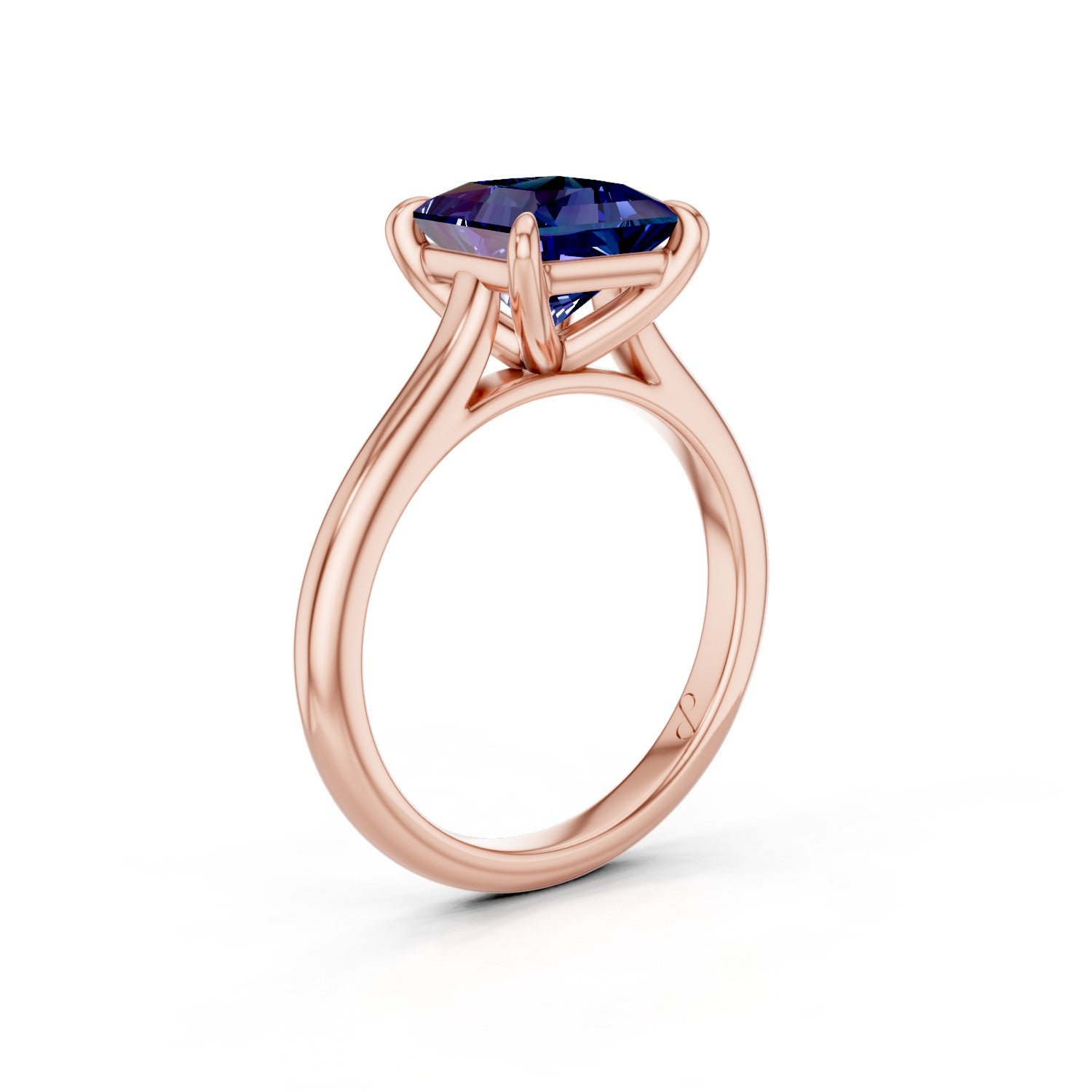 Cathedral Solitaire (Sapphire) - 14k Rose Gold