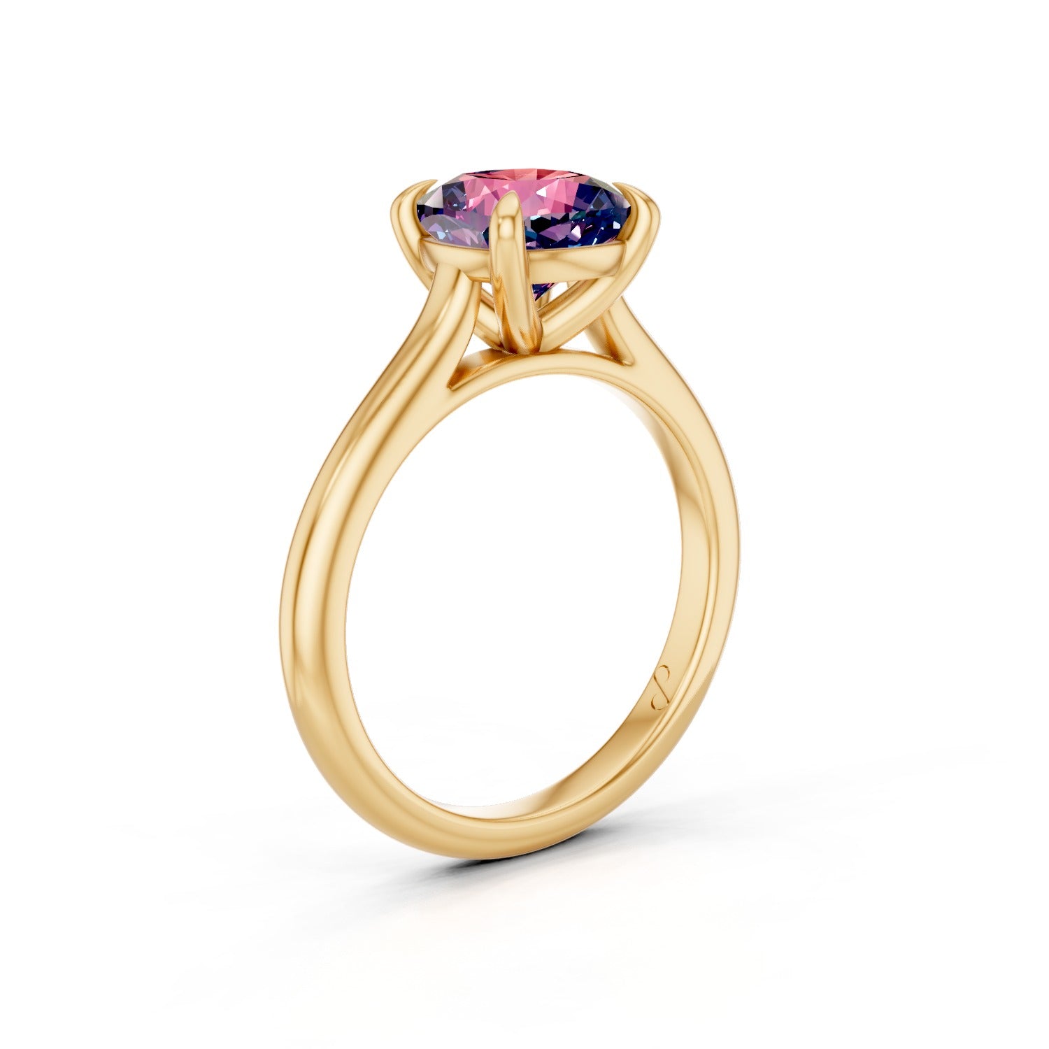 Cathedral Solitaire (Alexandrite) - 10k Yellow Gold