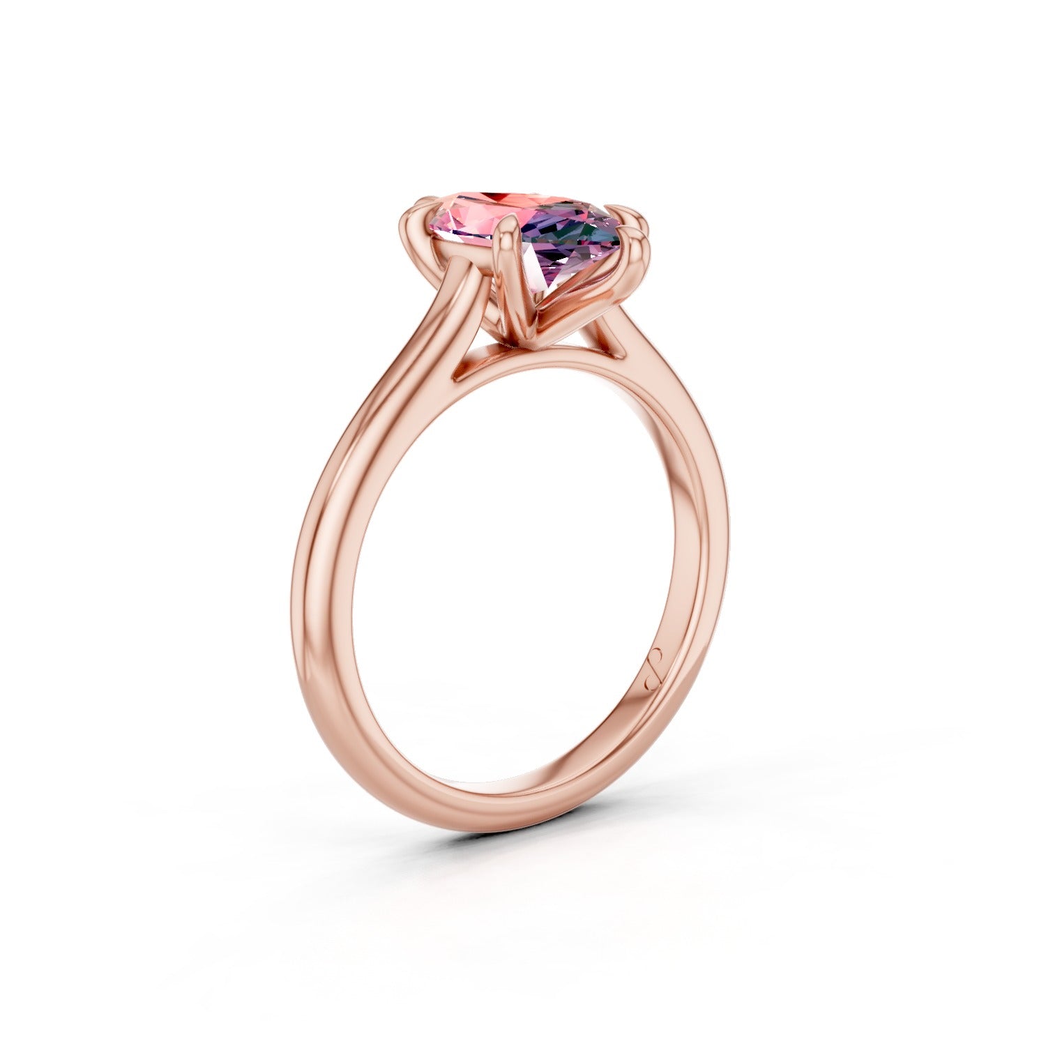 Cathedral Solitaire (Alexandrite) - 14k Rose Gold