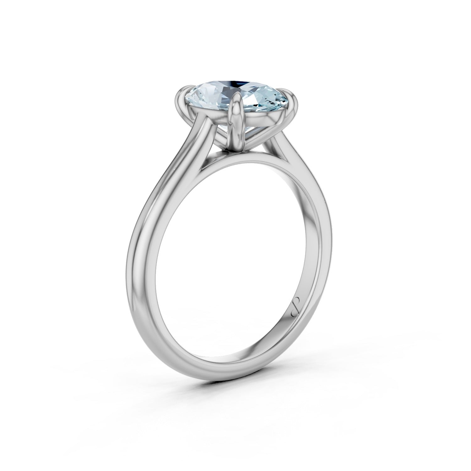 Cathedral Solitaire (Aquamarine) - 14k White Gold