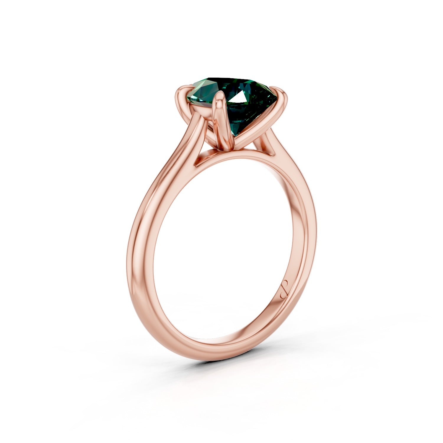 Cathedral Solitaire (Emerald) - 14k Rose Gold