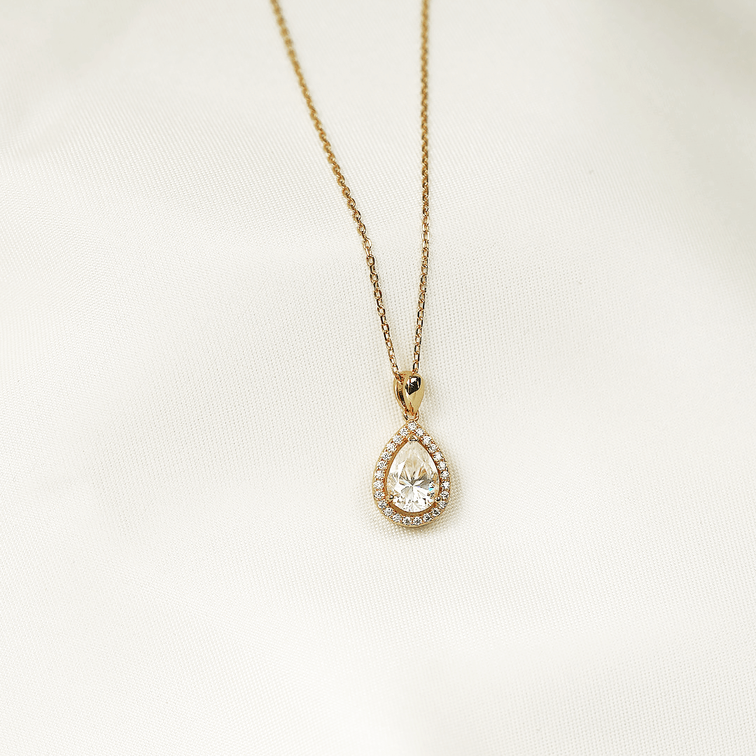 Talia Pear Halo Necklace
