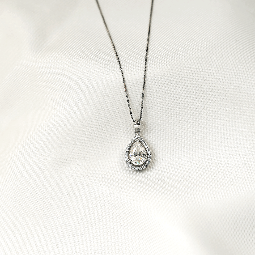 Talia Pear Halo Necklace