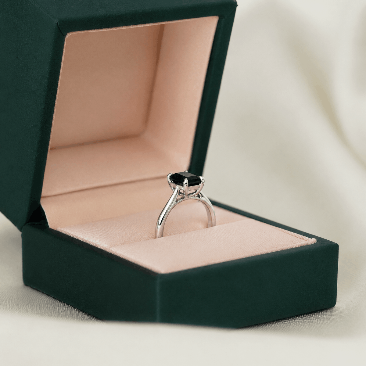 Lab Sapphire Solitaire (Emerald Cut)